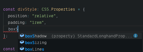 Autocompletion on properties