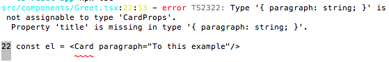 Error message in command line